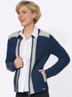 Strickjacken| Strickjacke dunkelblau-steingrau