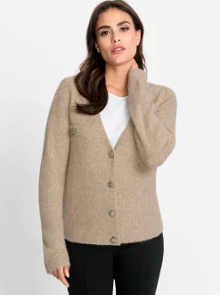 Strickjacken|heine Strickjacke elfenbein-schoko-meliert