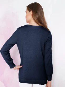 Basics| Strickjacke aus reiner Baumwolle marine