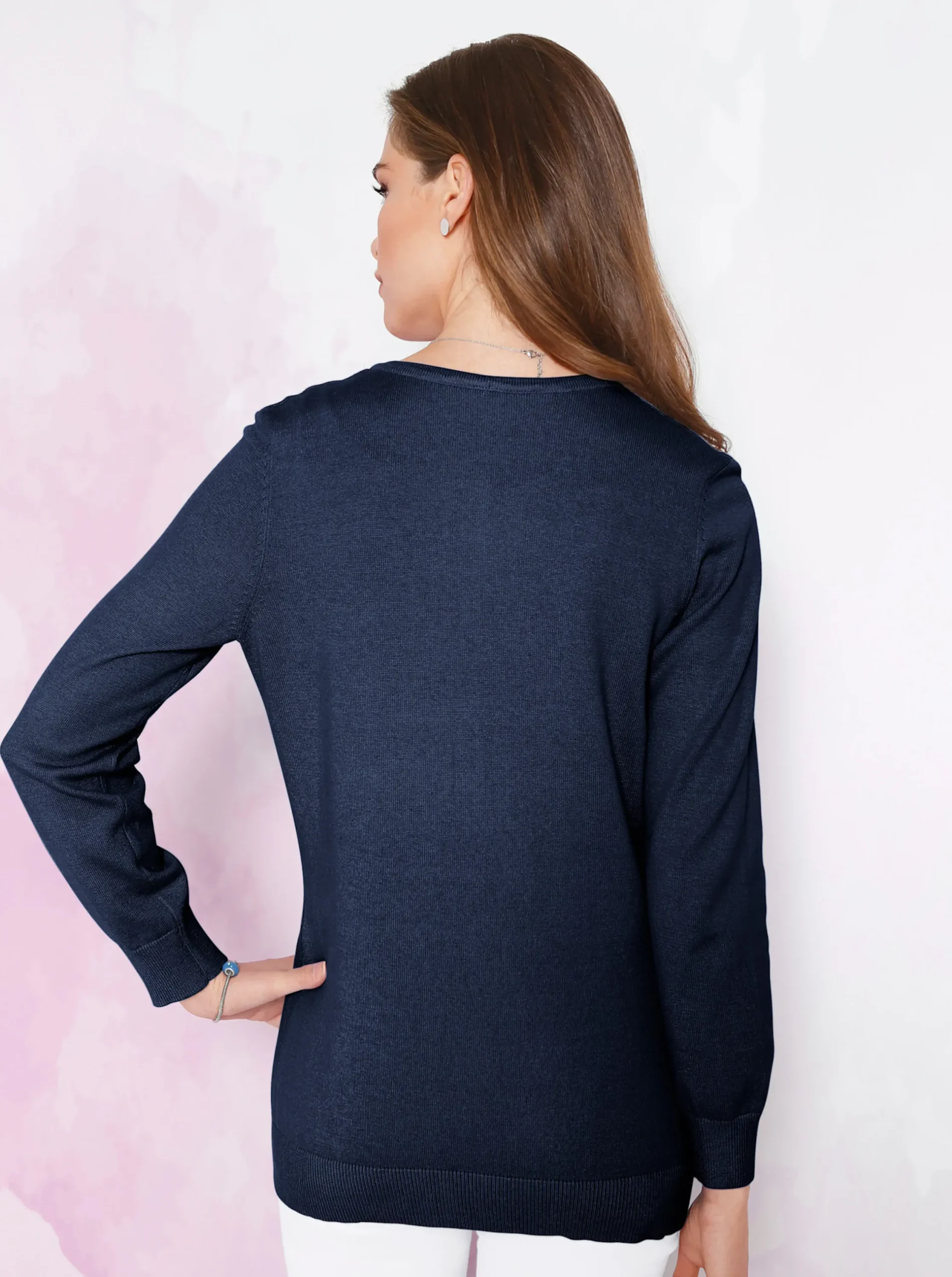 Basics| Strickjacke aus reiner Baumwolle marine