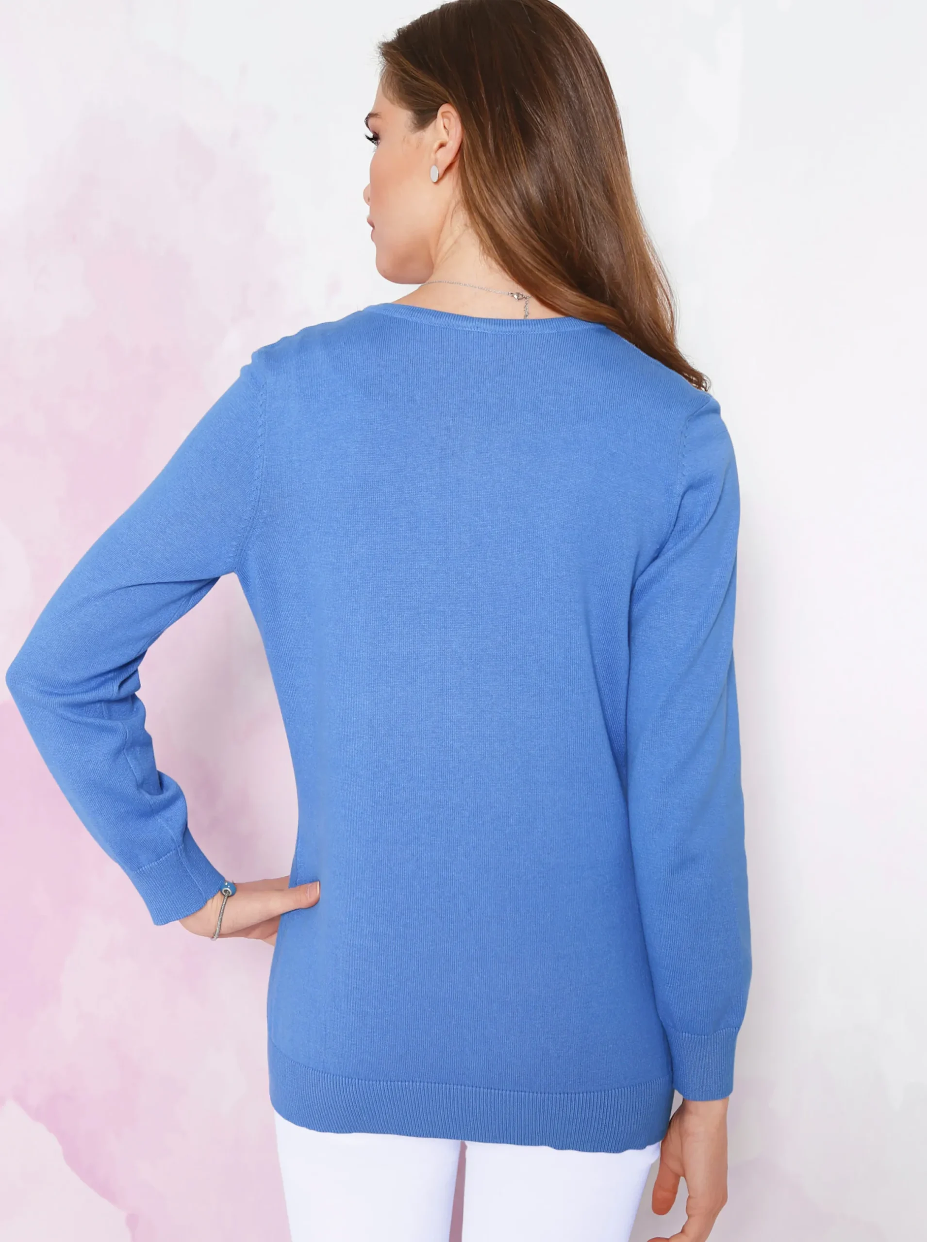 Basics| Strickjacke aus reiner Baumwolle blau