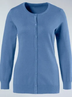 Basics| Strickjacke aus reiner Baumwolle blau