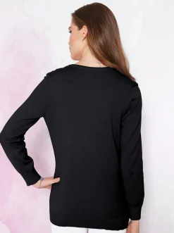 Basics| Strickjacke aus reiner Baumwolle schwarz