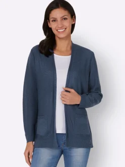 Strickjacken| Strickjacke im Linksstrick-Muster rauchblau
