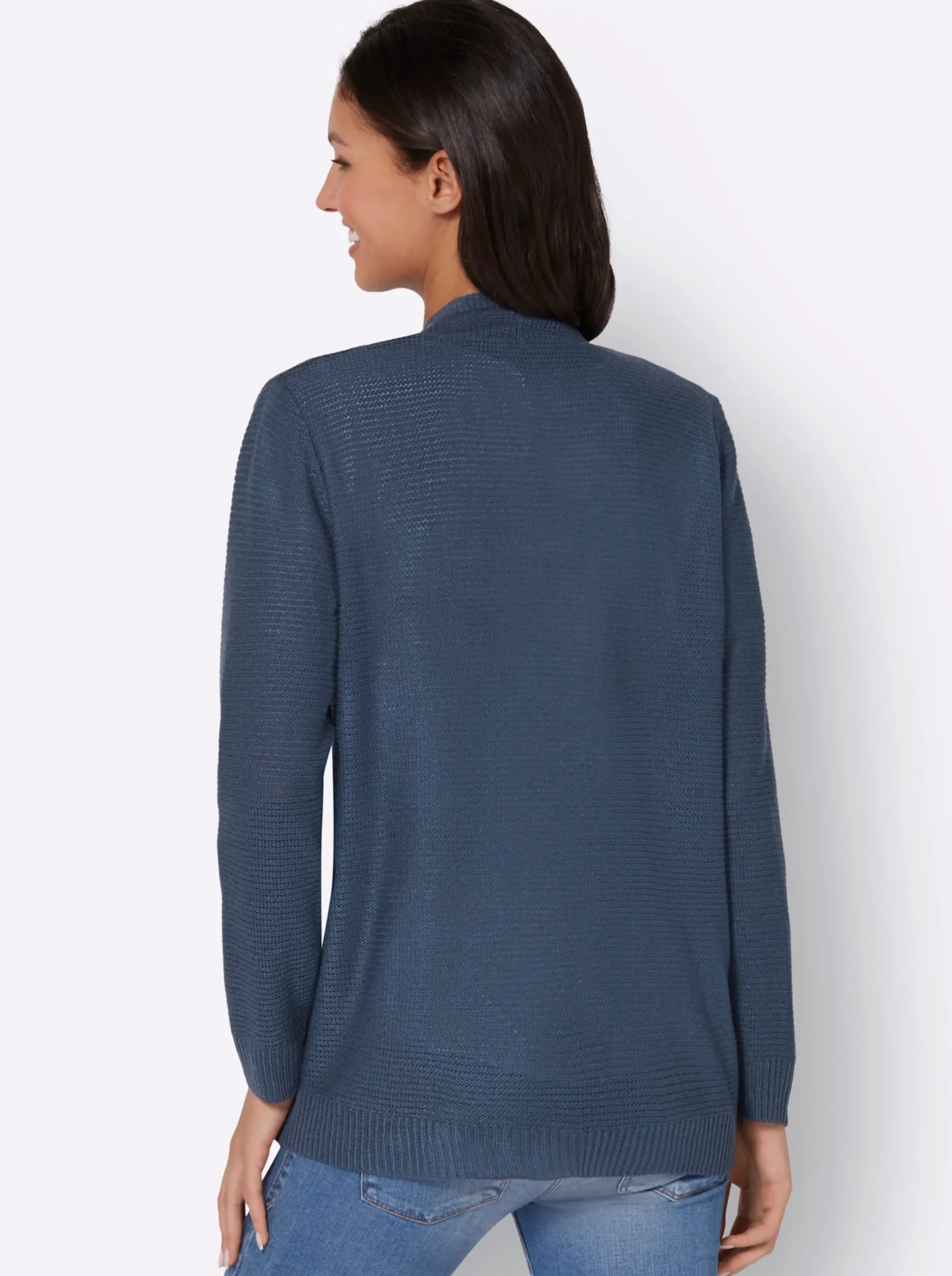 Strickjacken| Strickjacke im Linksstrick-Muster rauchblau