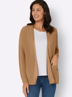 Strickjacken| Strickjacke im Linksstrick-Muster camel