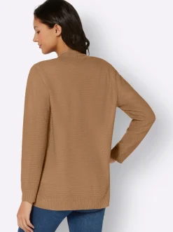 Strickjacken| Strickjacke im Linksstrick-Muster camel