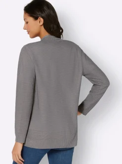 Strickjacken| Strickjacke im Linksstrick-Muster steingrau