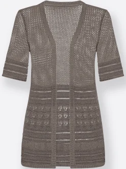 Strickjacken| Strickjacke in Ajourstrick taupe