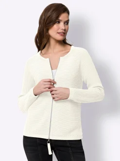 Strickjacken|heine Strickjacke in dezentem Glanz ecru