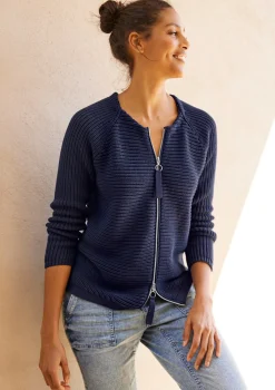 Strickjacken|heine Strickjacke in dezentem Glanz marine