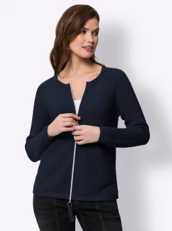 Strickjacken|heine Strickjacke in dezentem Glanz marine