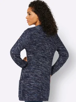 Strickjacken| Strickjacke in Longform, meliert marine-meliert
