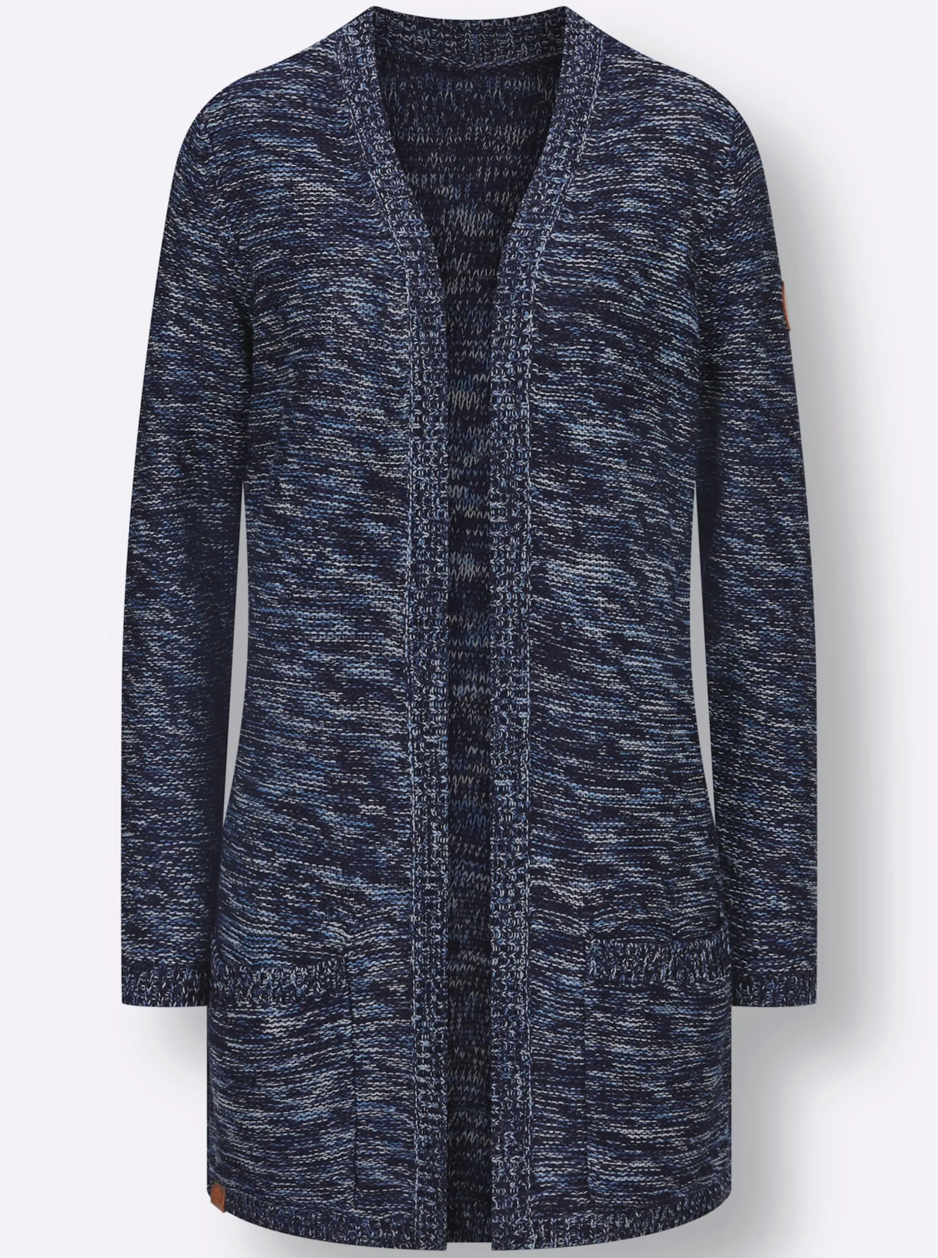 Strickjacken| Strickjacke in Longform, meliert marine-meliert