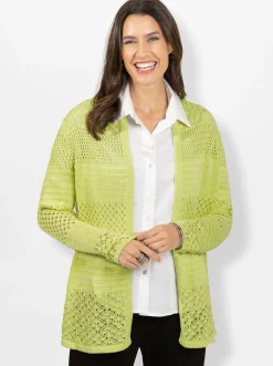 Strickjacken| Strickjacke mit Ajour-Muster pistazie