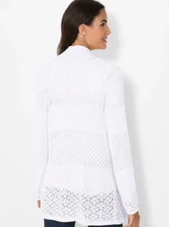 Strickjacken| Strickjacke mit Ajour-Muster weiß