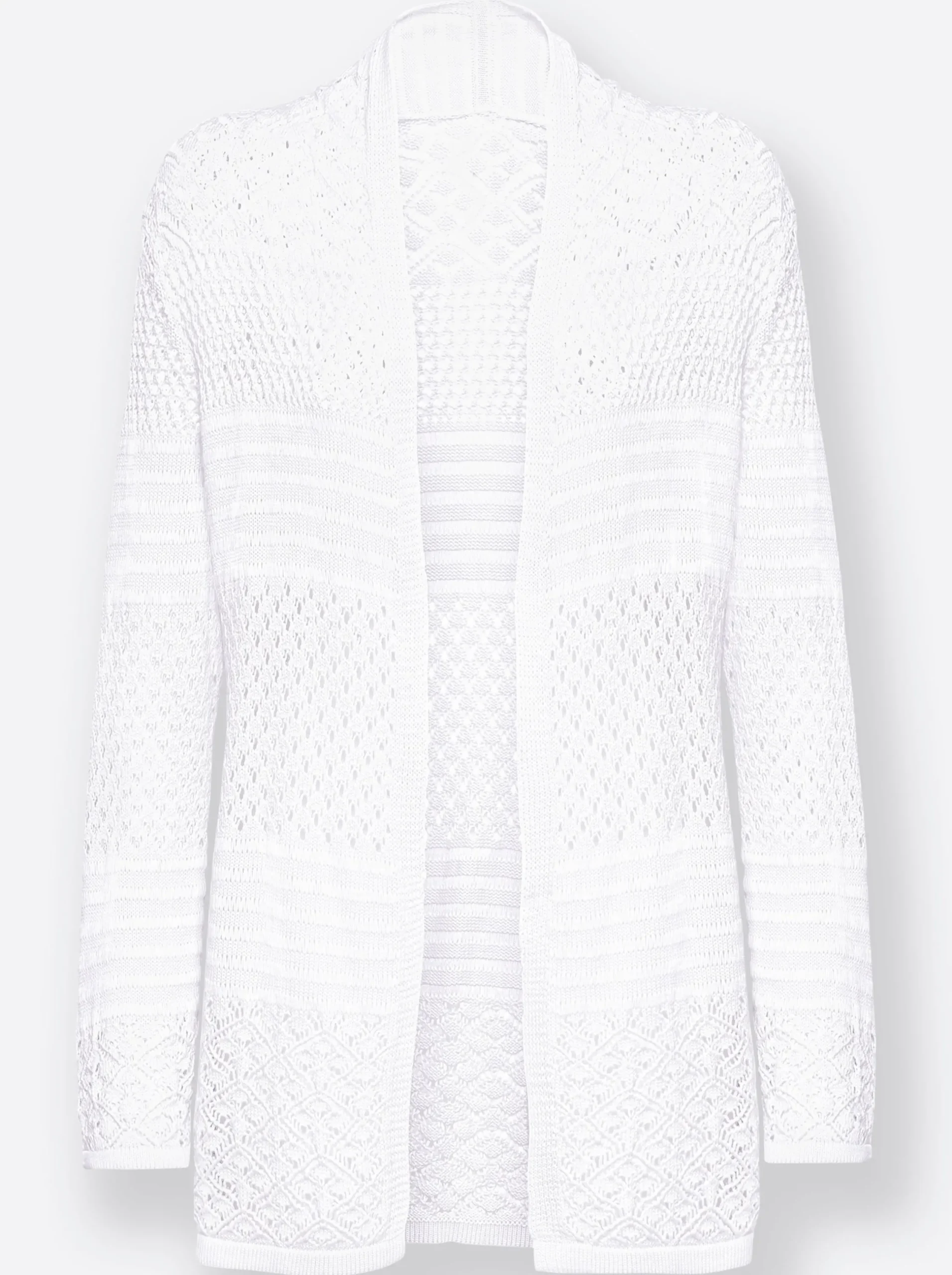 Strickjacken| Strickjacke mit Ajour-Muster weiß