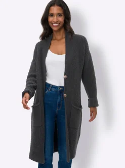 Strickjacken|heine Strickjacke mit aufgesetzten Taschen schwarz
