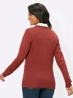 Strickjacken| Strickjacke mit farblich abgestimmten Knöpfen rostrot