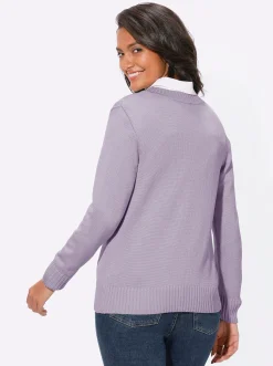 Strickjacken| Strickjacke mit farblich abgestimmten Knöpfen flieder