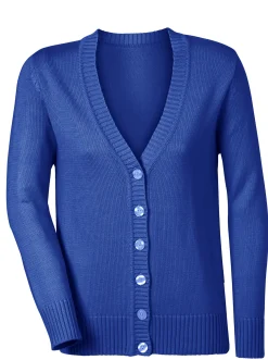 Strickjacken| Strickjacke mit farblich abgestimmten Knöpfen royalblau