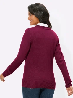 Strickjacken| Strickjacke mit farblich abgestimmten Knöpfen fuchsia