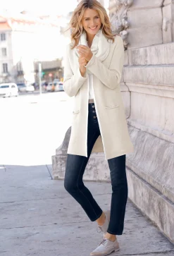 Strickjacken| Strickjacke mit fixiertem Ärmelaufschlag beige-ecru