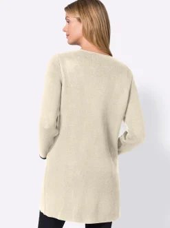 Strickjacken| Strickjacke mit fixiertem Ärmelaufschlag beige-ecru