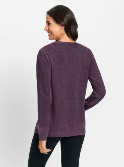 Strickjacken| Strickjacke mit gebogter Knopfleiste traube-meliert