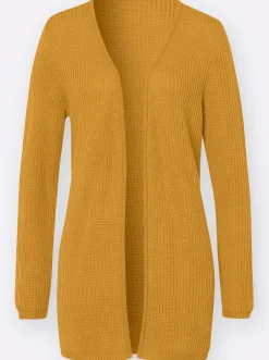 Strickjacken| Strickjacke mit gerippten Abschlüssen ocker