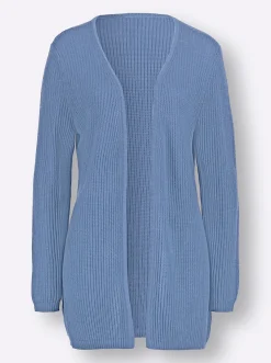 Strickjacken| Strickjacke mit gerippten Abschlüssen bleu