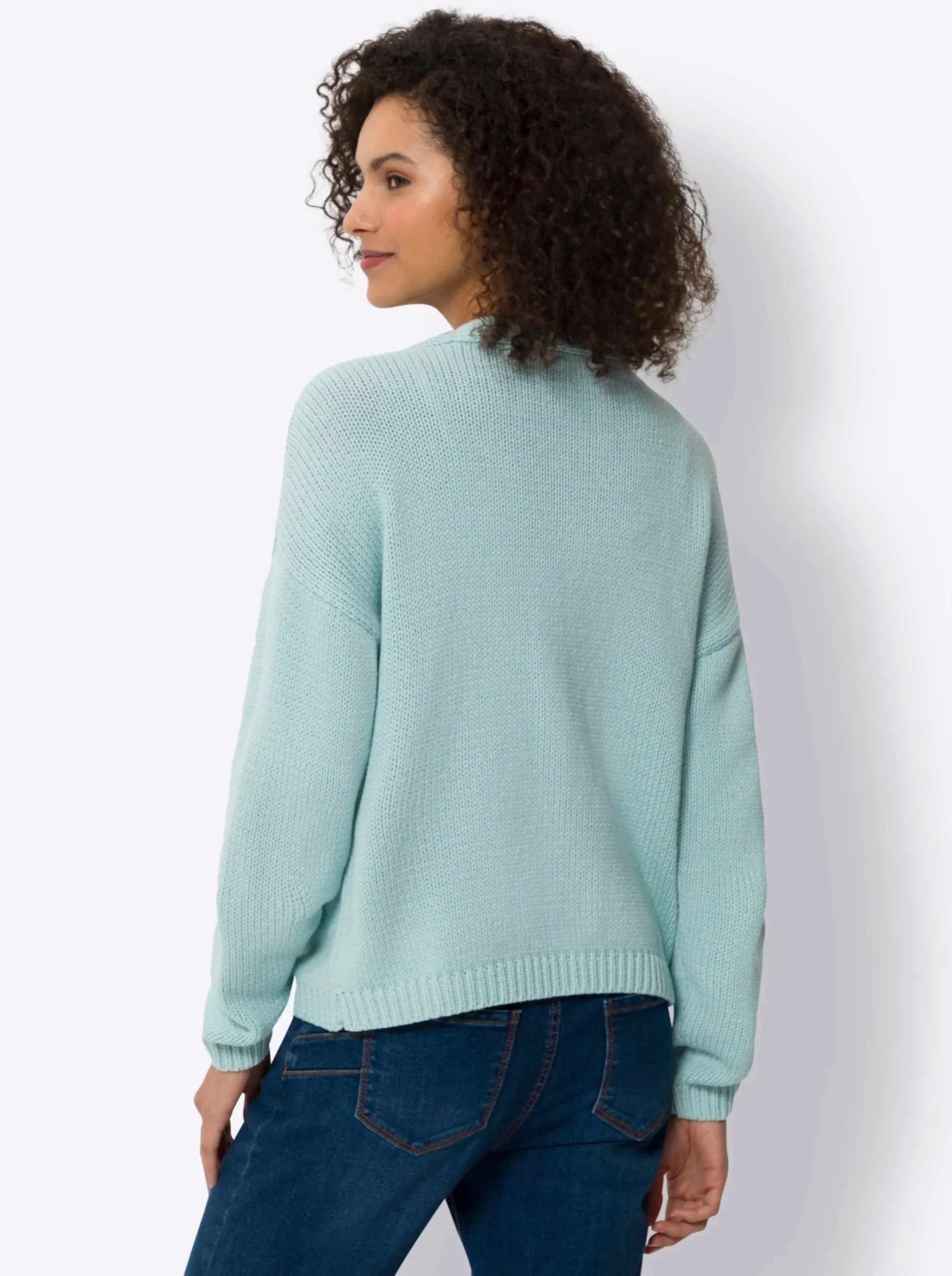 Strandmode|Strickjacken|heine Strickjacke mit Knöpfen in Holz-Optik mint