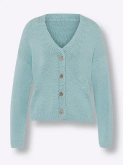 Strandmode|Strickjacken|heine Strickjacke mit Knöpfen in Holz-Optik mint