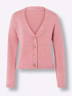 Strandmode|Strickjacken|heine Strickjacke mit Knöpfen in Holz-Optik rosé