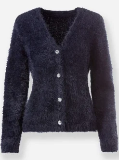 Strickjacken| Strickjacke mit Schmuckknöpfen marine