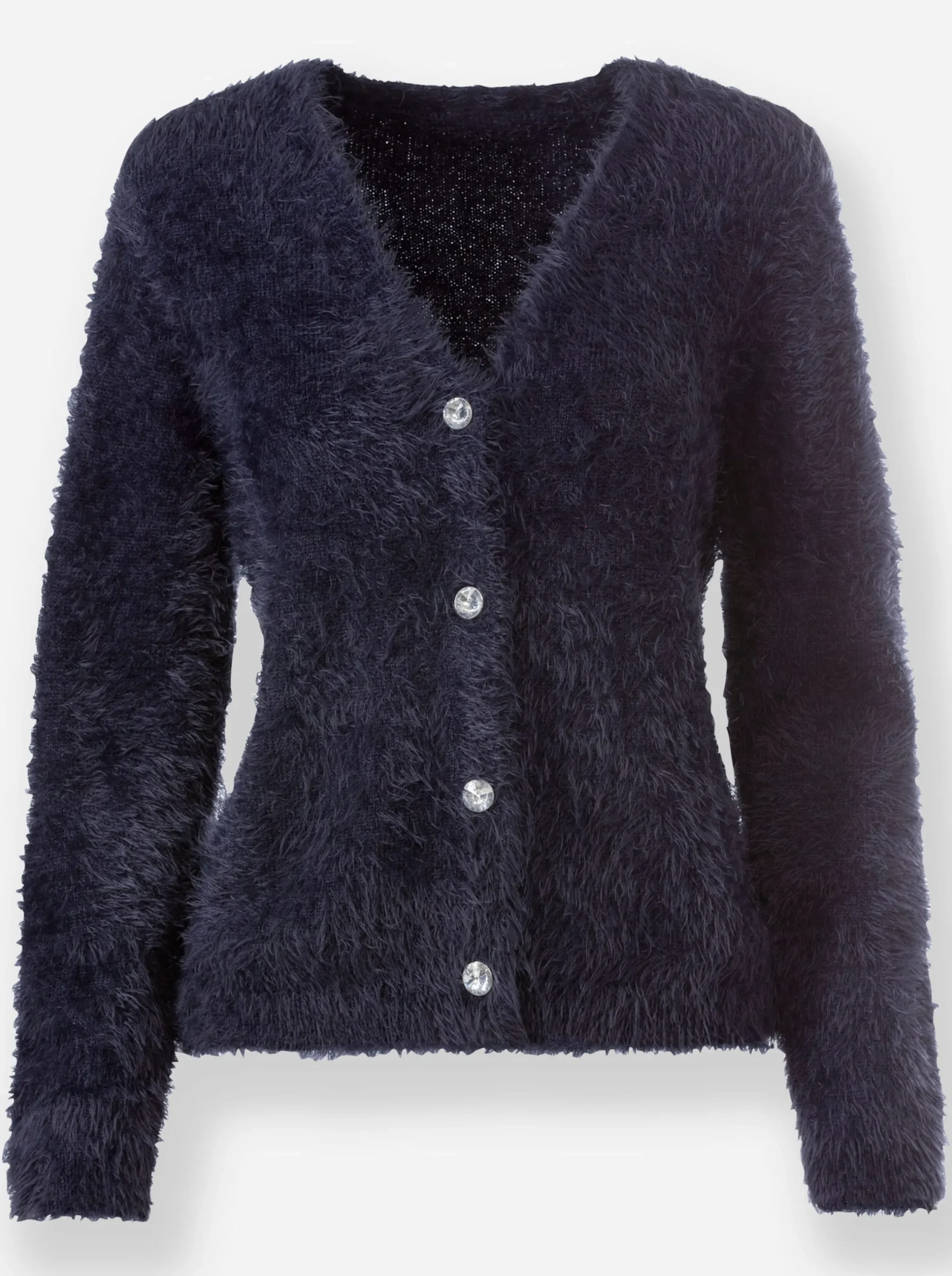 Strickjacken| Strickjacke mit Schmuckknöpfen marine
