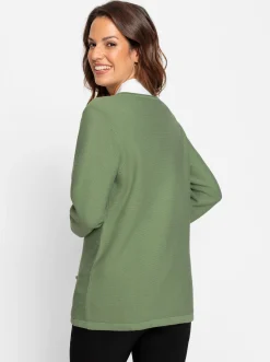 Strickjacken| Strickjacke mit Tunnelzug am Saum eucalyptus