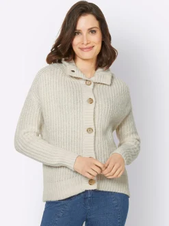Strickjacken|heine Strickjacke mit variablem Kragen champagner-meliert