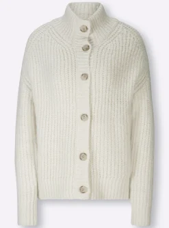 Strickjacken|heine Strickjacke mit variablem Kragen champagner-meliert