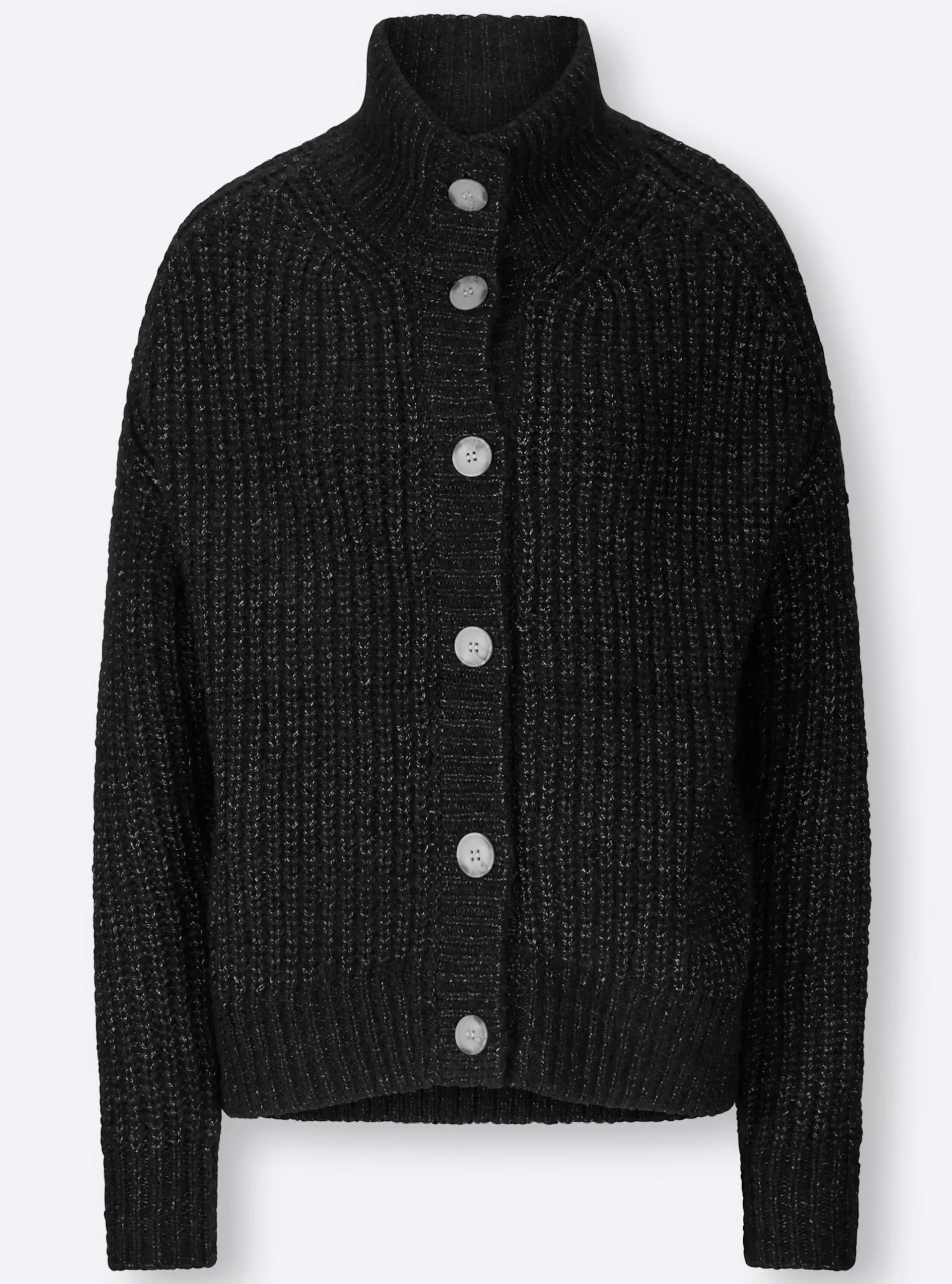 Strickjacken|heine Strickjacke mit variablem Kragen schwarz