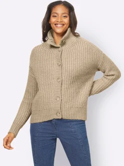 Strickjacken|heine Strickjacke mit variablem Kragen sand-meliert