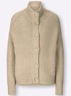 Strickjacken|heine Strickjacke mit variablem Kragen sand-meliert