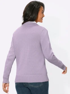 Strickjacken| Strickjacke mit 2-Wege-Reißverschluss flieder