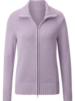Strickjacken| Strickjacke mit 2-Wege-Reißverschluss flieder