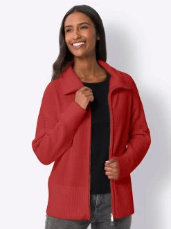 Strickjacken|heine Strickjacke mit 2-Wege-Zipper rot