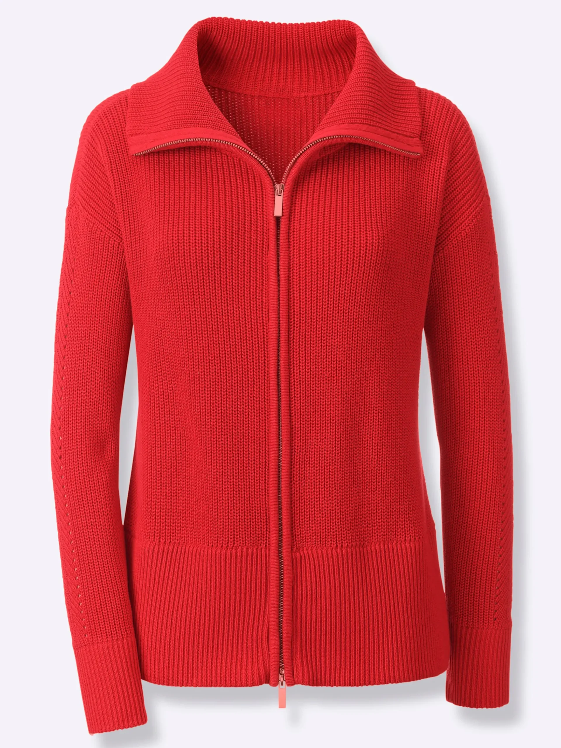 Strickjacken|heine Strickjacke mit 2-Wege-Zipper rot