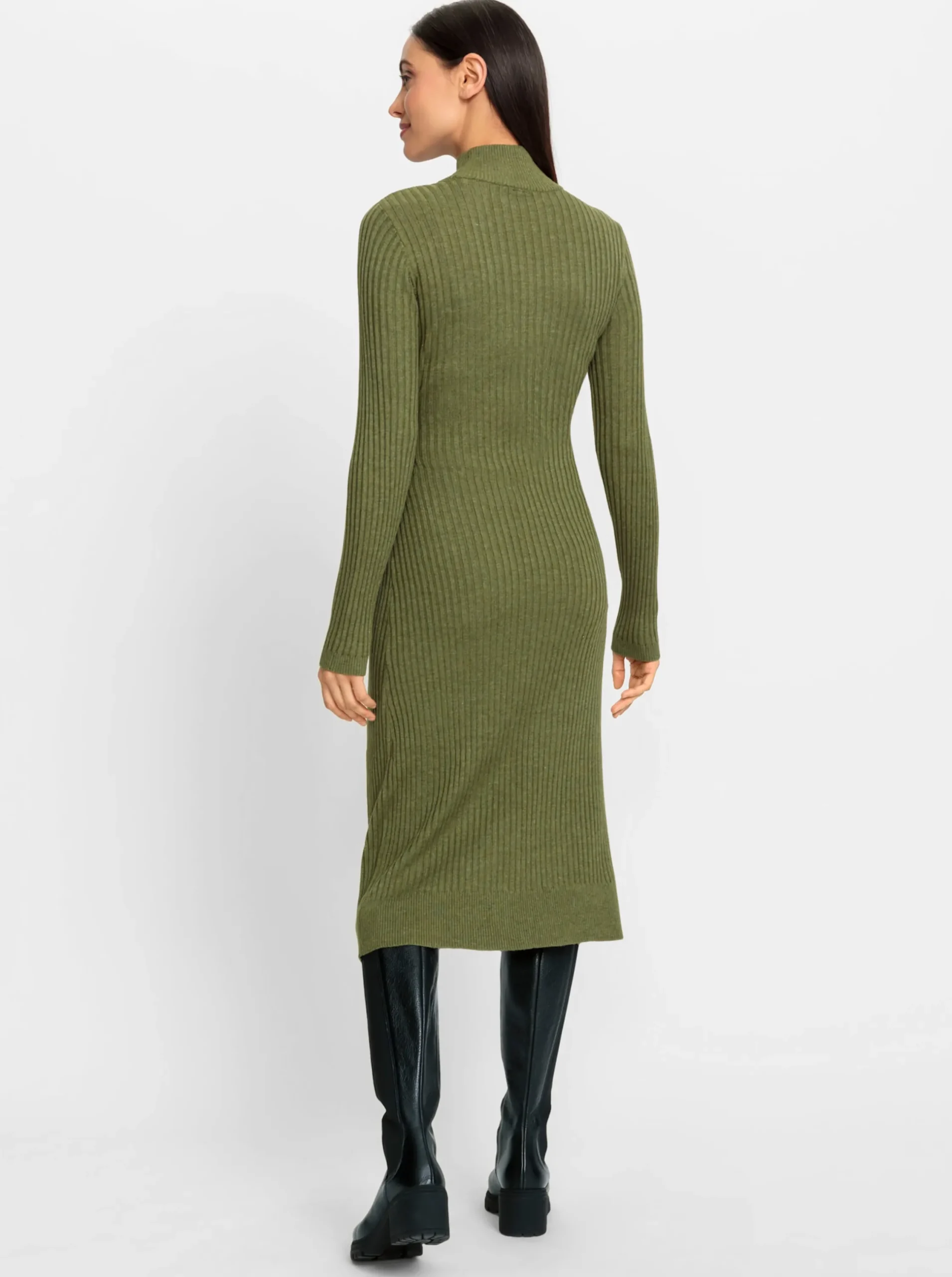 Kleider|heine Strickkleid oliv-champagner-meliert