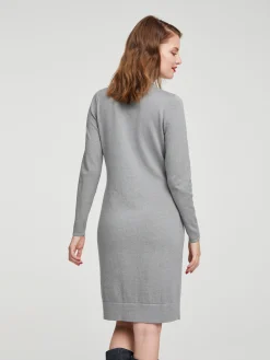 Kleider|heine Strickkleid grau-melange