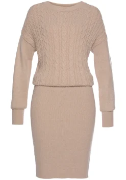 Kleider|LASCANA Strickkleid beige