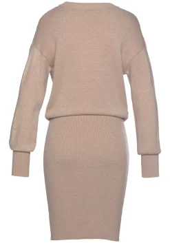 Kleider|LASCANA Strickkleid beige